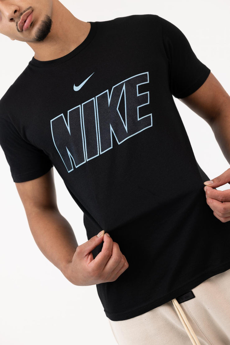 Nike Mens Block Logo T-Shirt (Black/Blue)