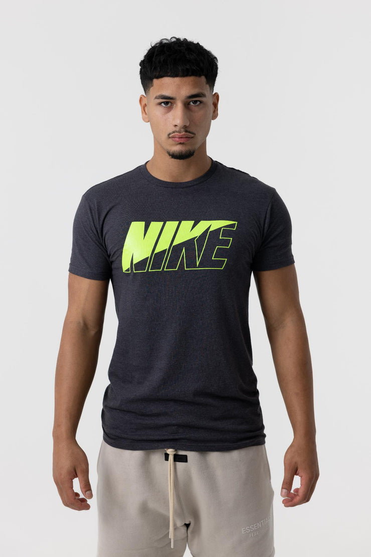 Nike Mens Block Logo T-Shirt (Carbon/Volt)