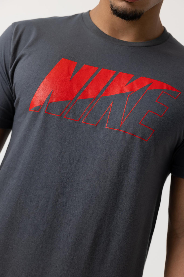 Nike Mens Block Logo T-Shirt (Carbon/Red)