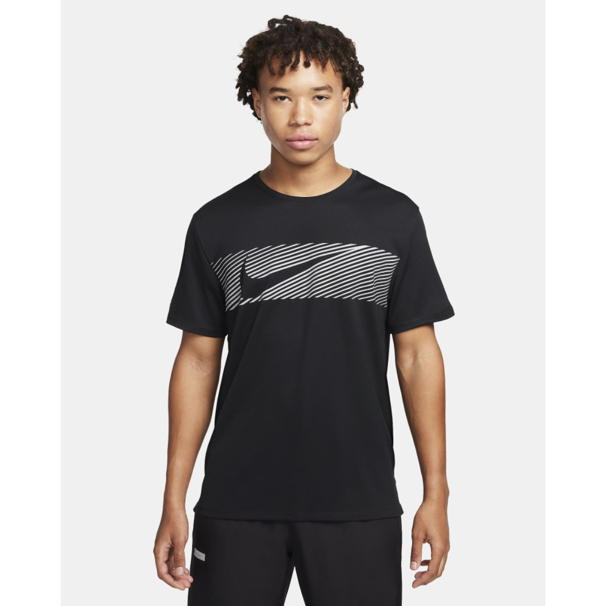 Nike Mens Miler Flash Dri-FIT UV Short-Sleeve Running T-Shirt (Black)