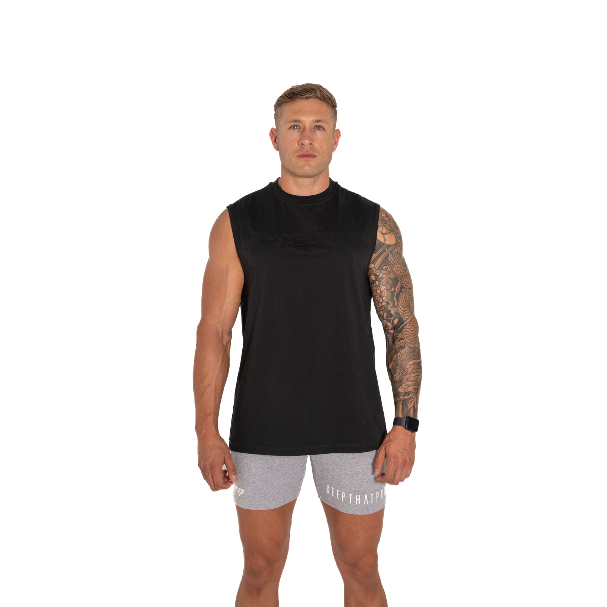 KEEPTHATPUMP Mens Embossed Tank (Black)