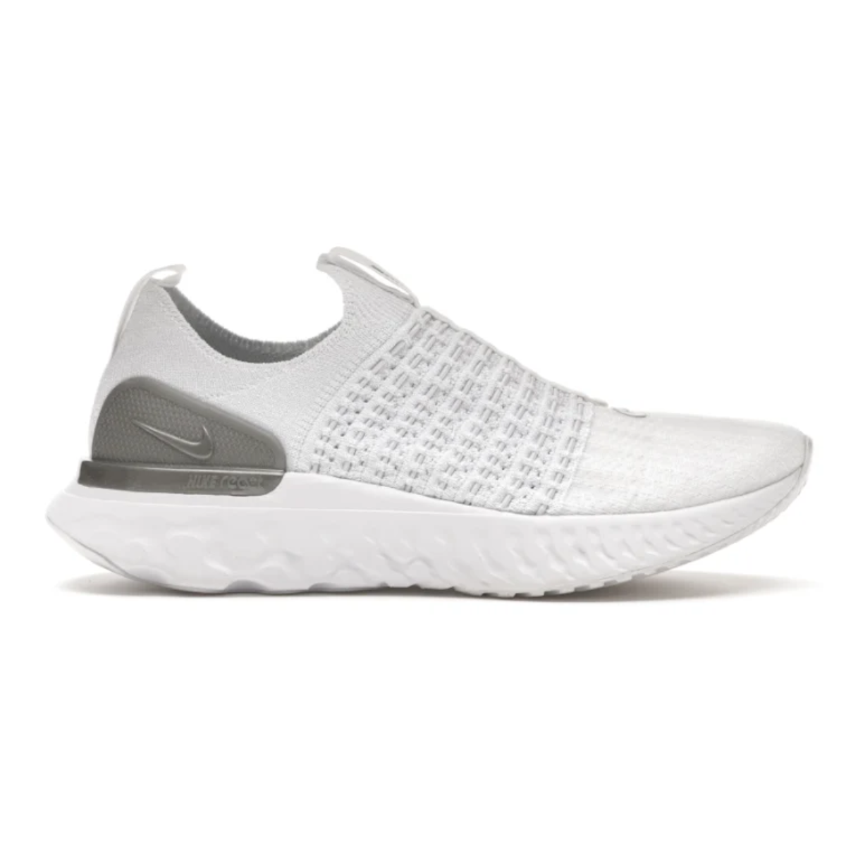 Womens Nike React Phantom Run Flyknit 2 (True White/Metallic Silver)