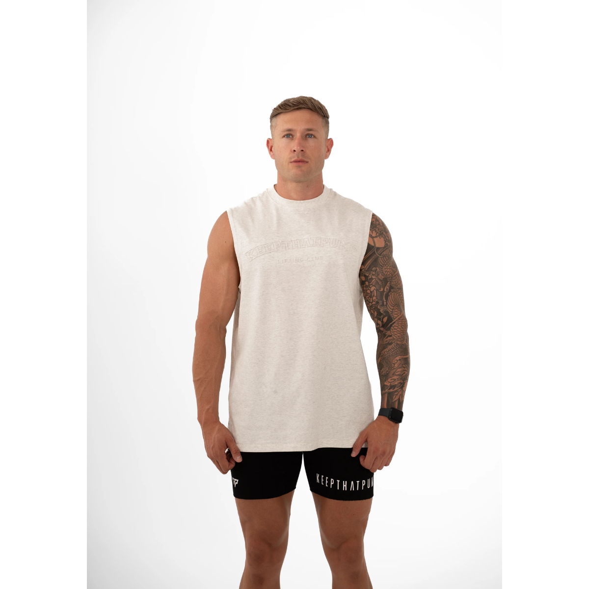 KEEPTHATPUMP Mens Embossed Tank (Marle Grey)