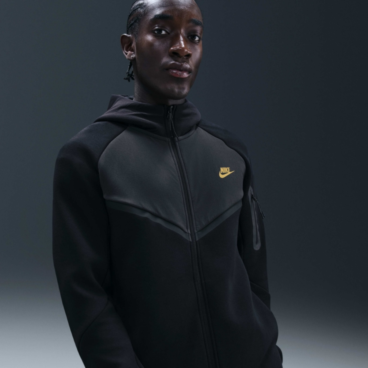 Nike Tech Mens Fleece Windrunner Full-Zip Jacket (Black/Dark Smoke Grey)
