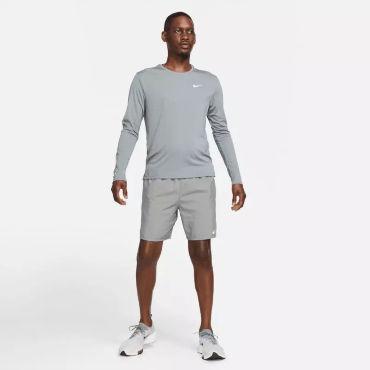 Nike Mens Dri-FIT Miler Long Sleeve Running Shirt (Grey)