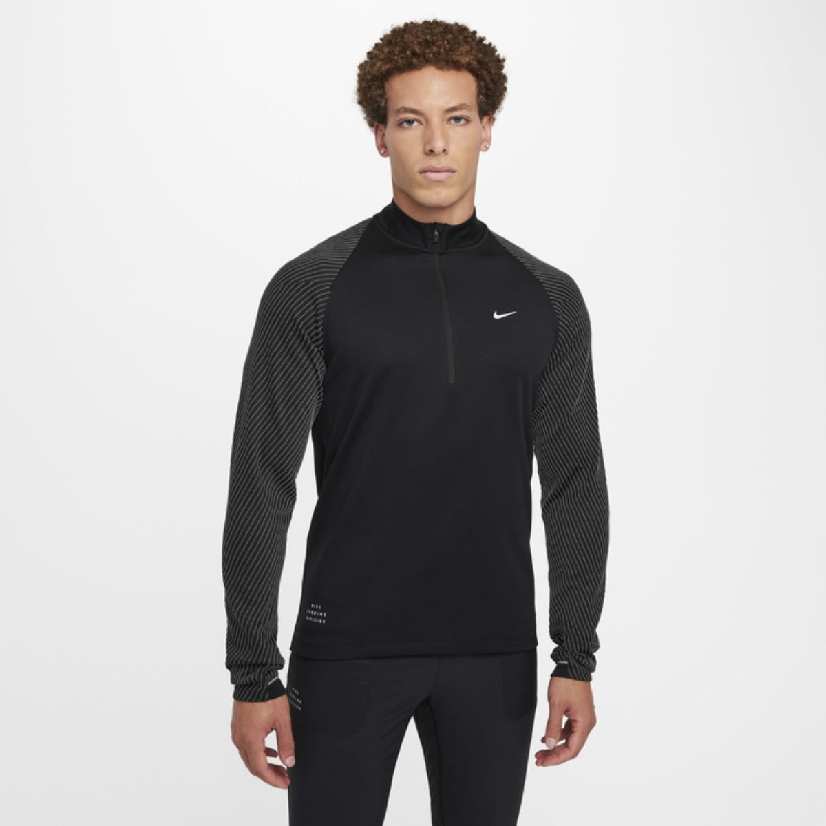 Nike Men's Dri-FIT 1/2-zip Running Top (Black Reflective)