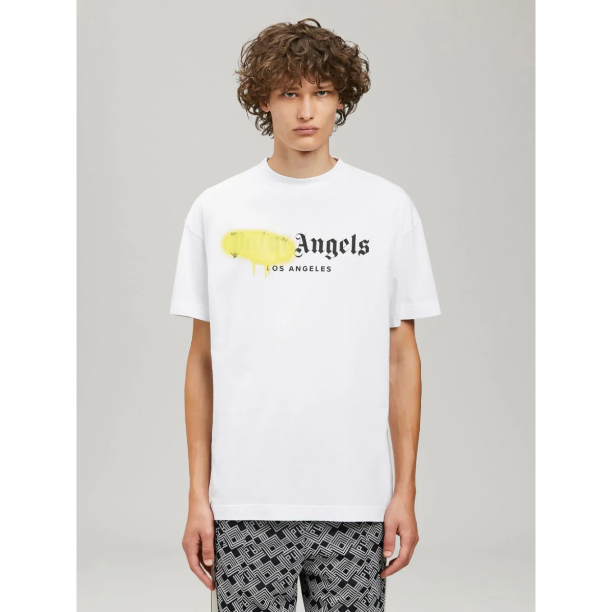 Palm Angels Los Angeles Sprayed Logo T-Shirt (White/Yellow)
