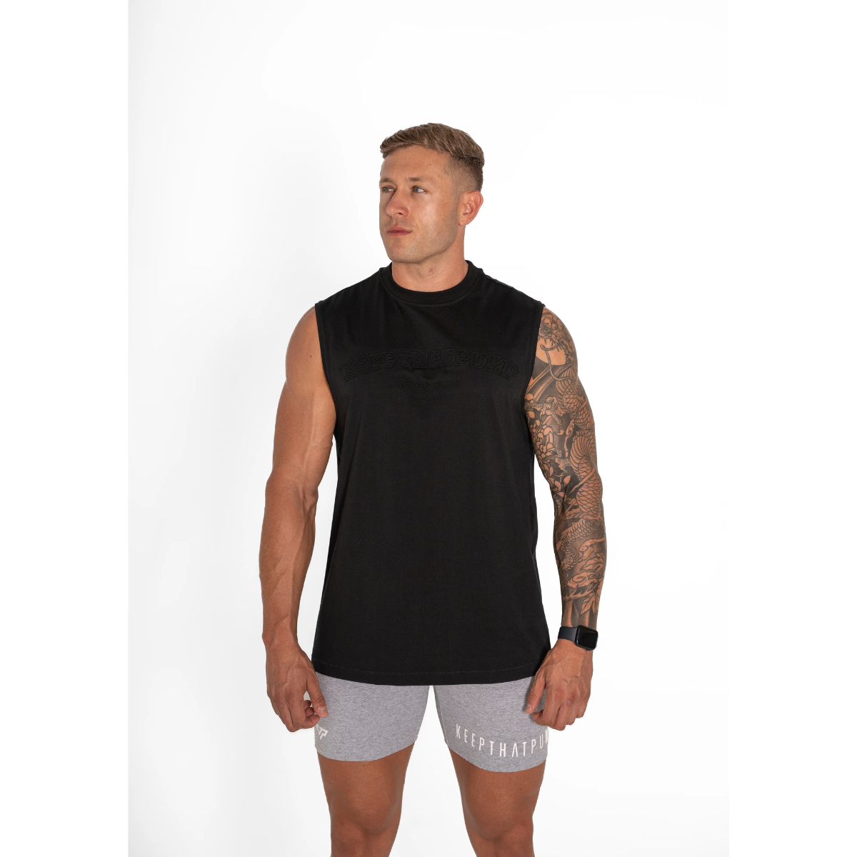 KEEPTHATPUMP Mens Embossed Tank (Black)