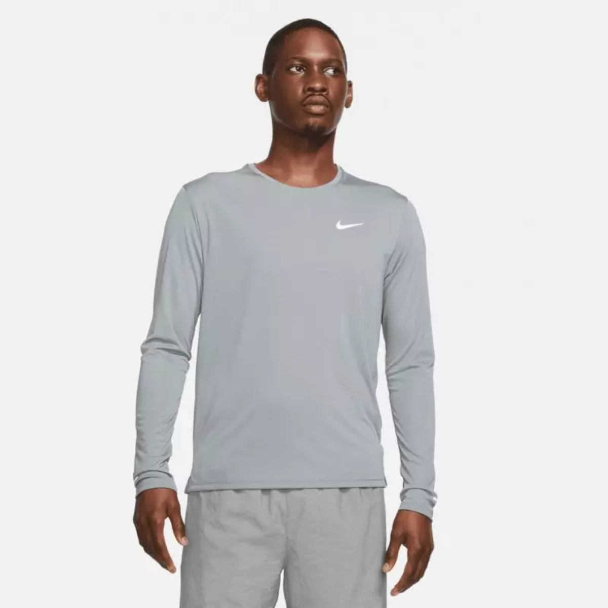 Nike Mens Dri-FIT Miler Long Sleeve Running Shirt (Grey)