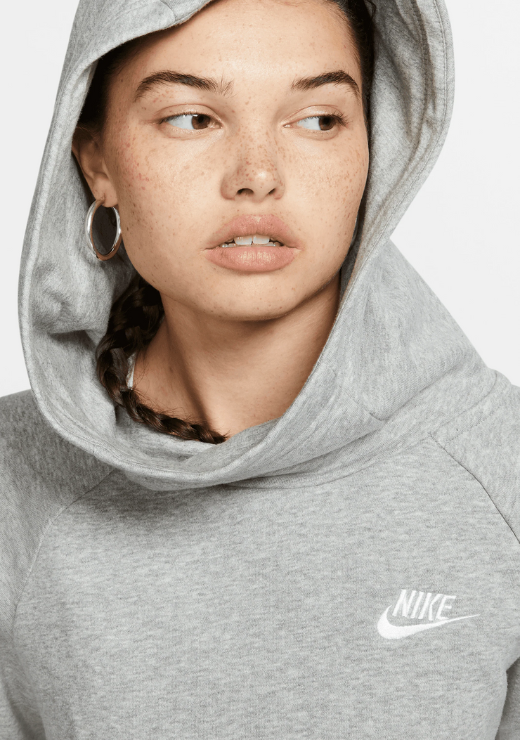 Nike Womens Funnel Neck Fleece Hoodie (Grey)