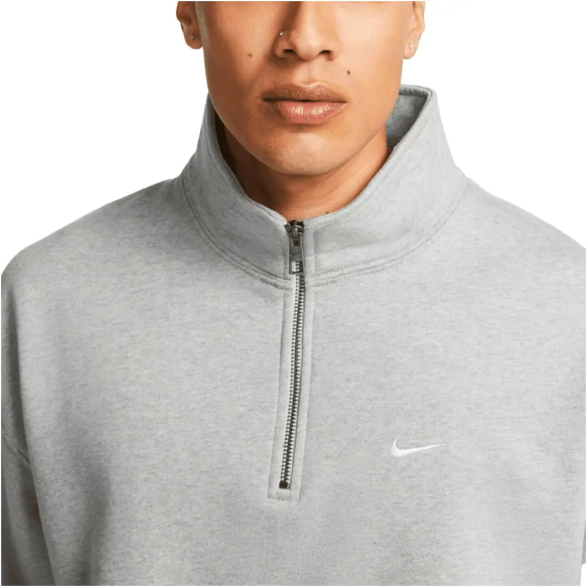 Nike Solo Swoosh Men's 1/4-Zip Crewneck (Grey)