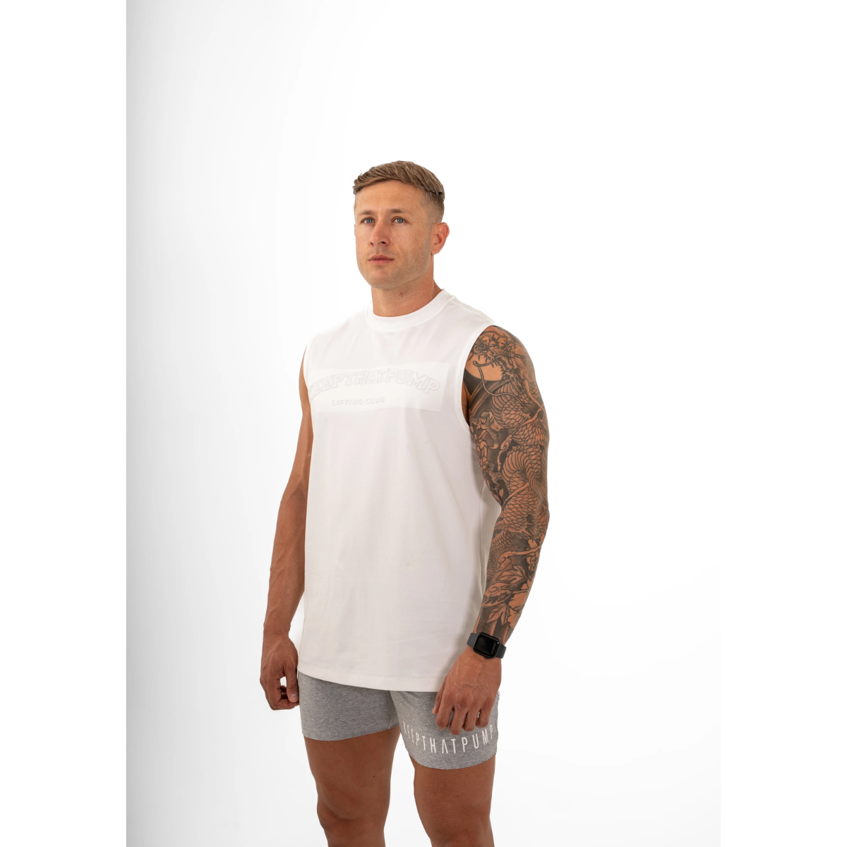 KEEPTHATPUMP Mens Embossed Tank (White)