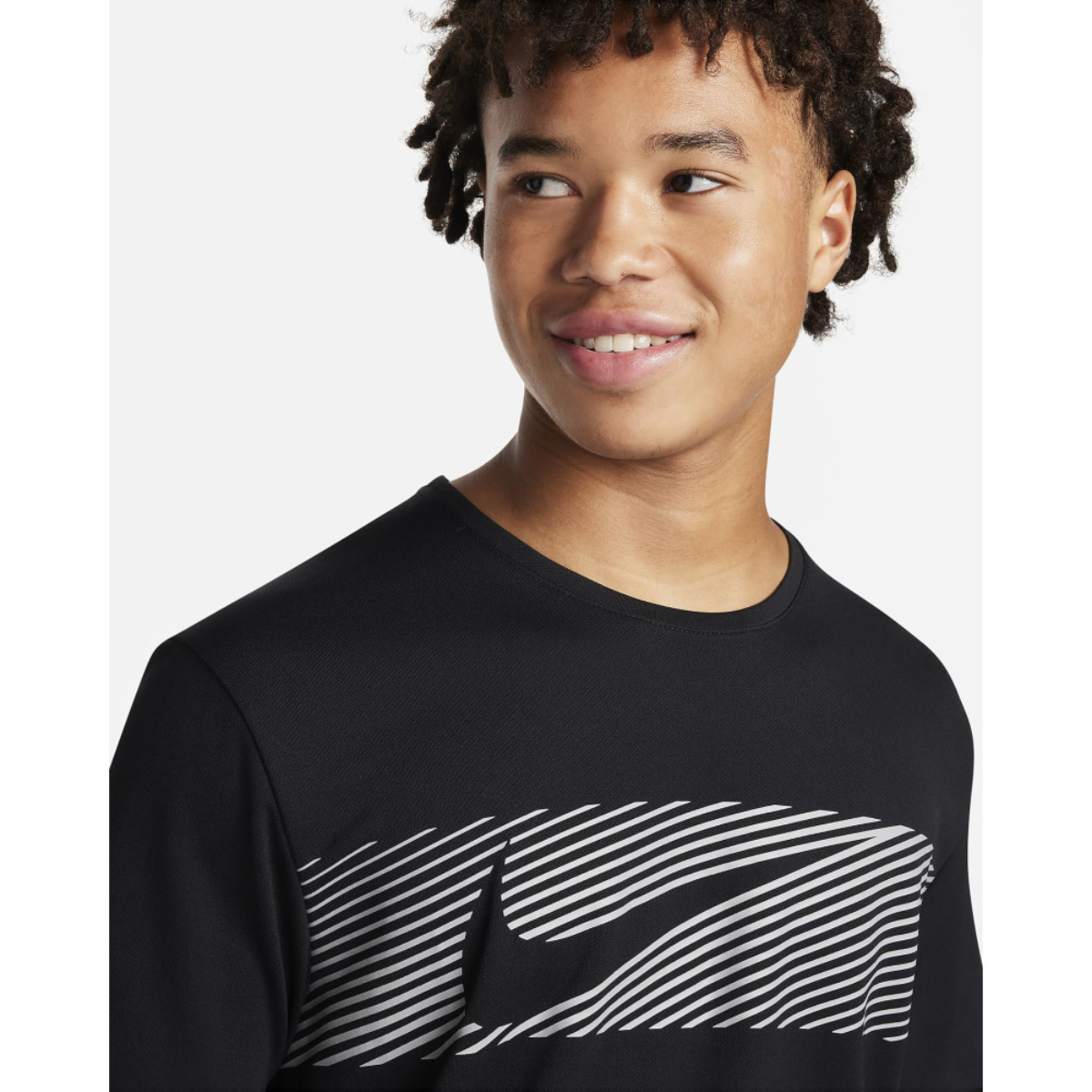 Nike Mens Miler Flash Dri-FIT UV Short-Sleeve Running T-Shirt (Black)