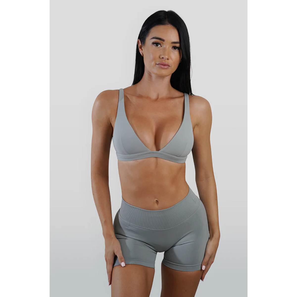 KEEPTHATPUMP Recoil Scrunch Shorts (Light Grey)