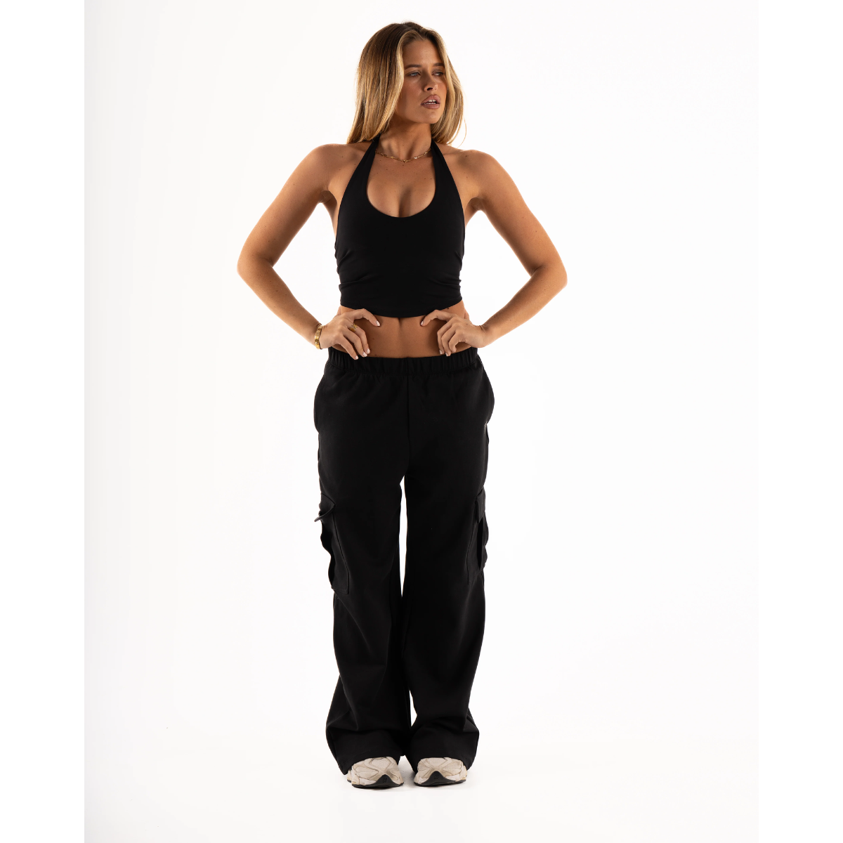 KEEPTHATPUMP Womens Cargo Joggers (Black)