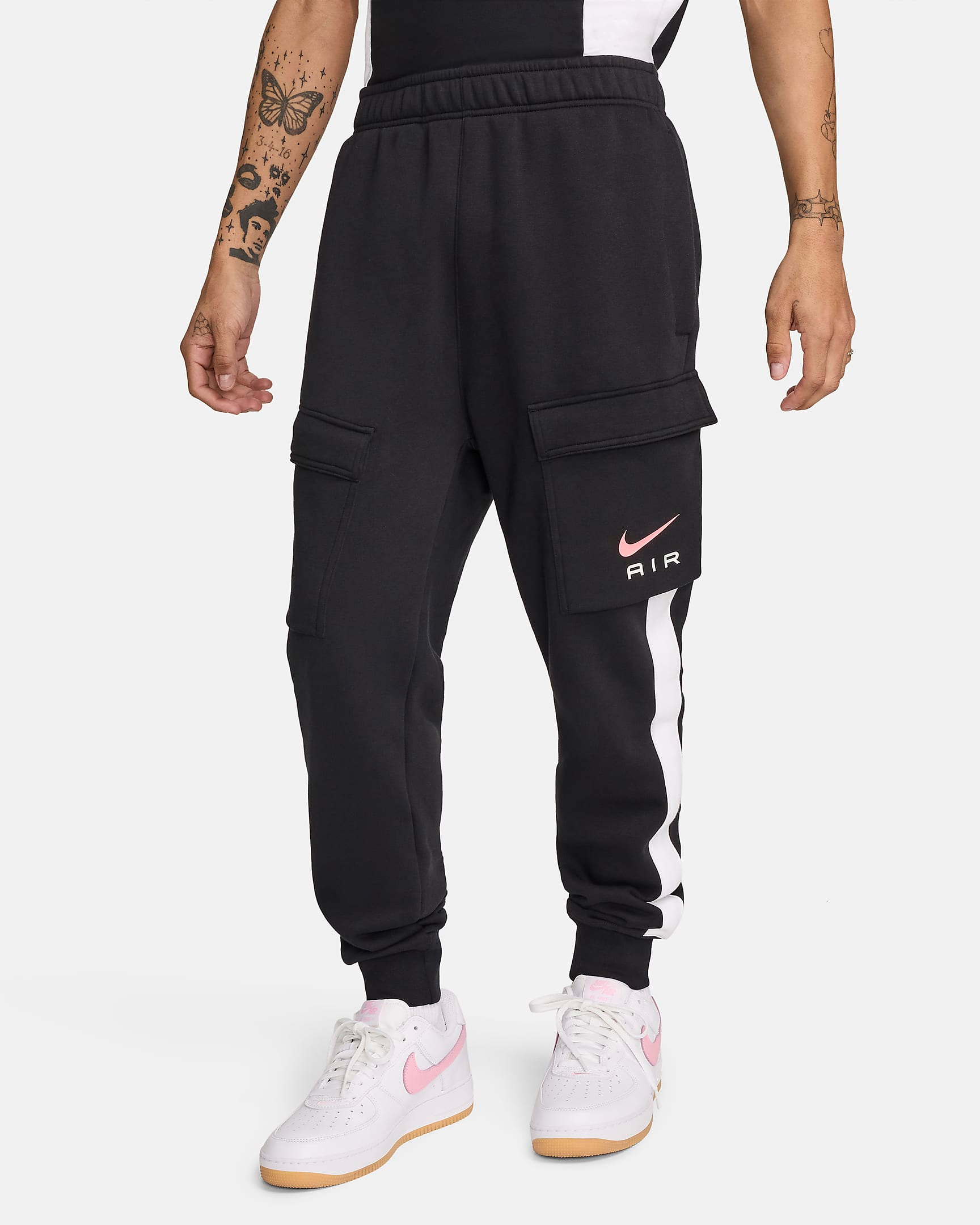 Nike Air Men s Fleece Cargo Pants Black Infrared