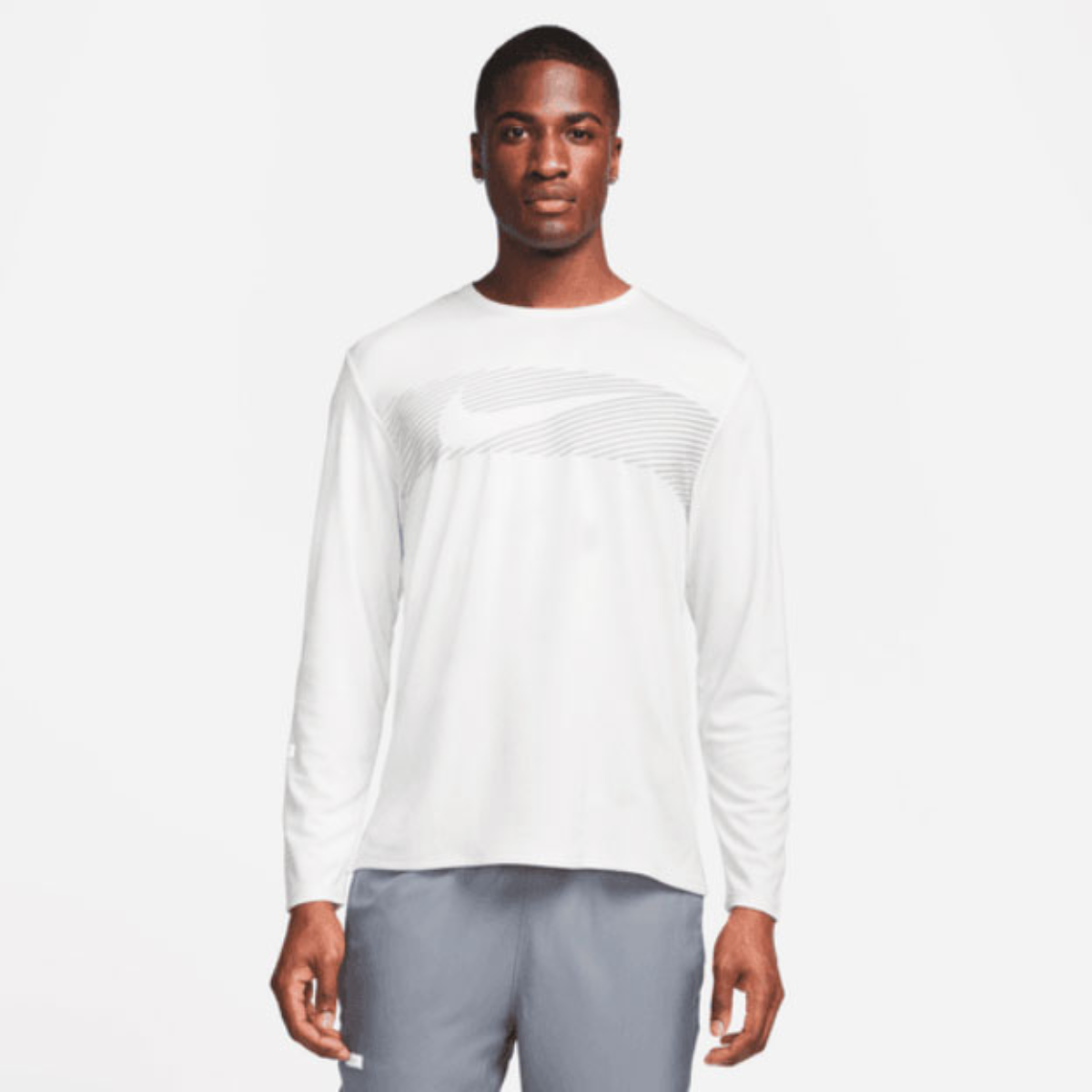 Nike Miler Flash Dri-FIT UV Long Sleeve T-Shirt (White)