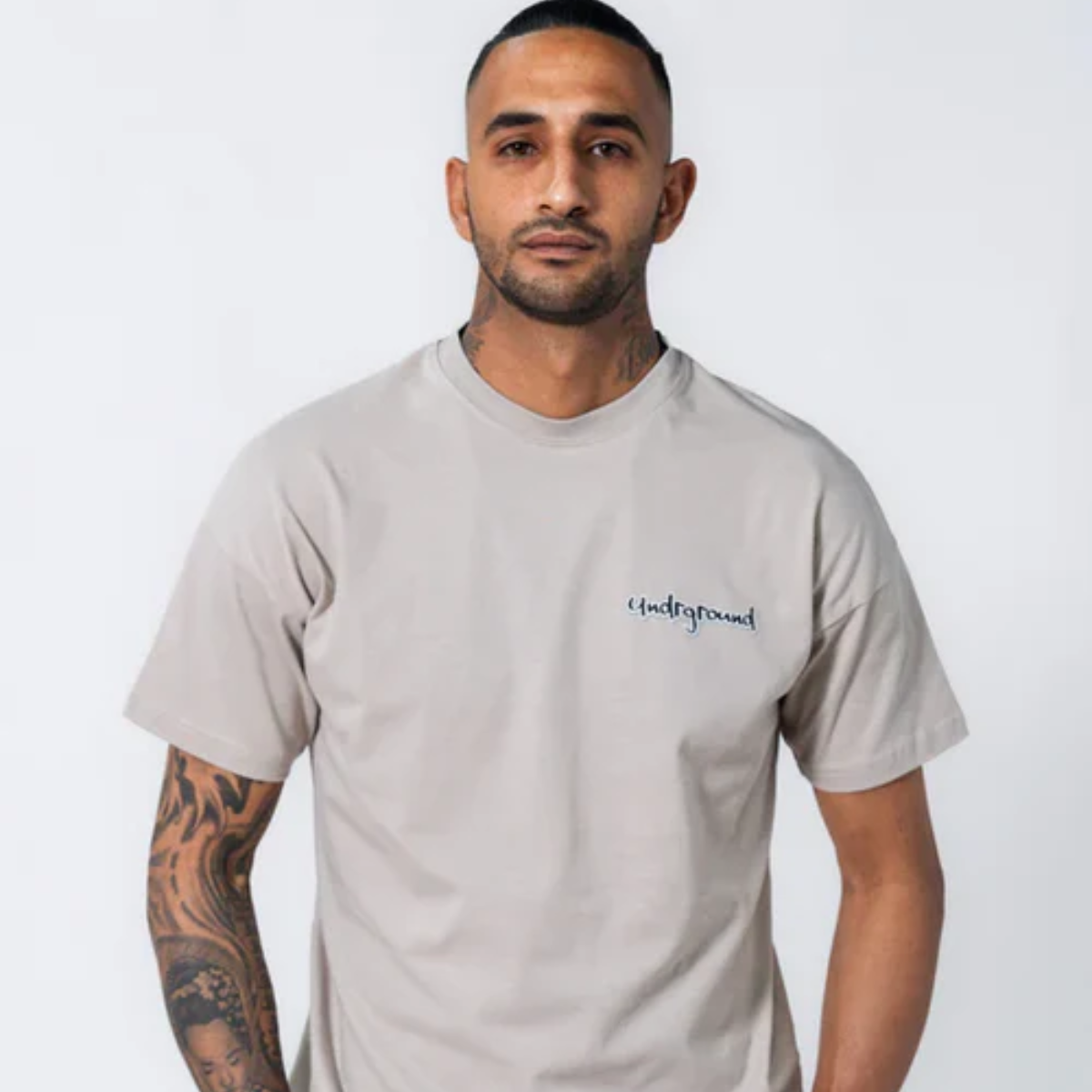 Undrground Leather Patch T-Shirt (Taupe)