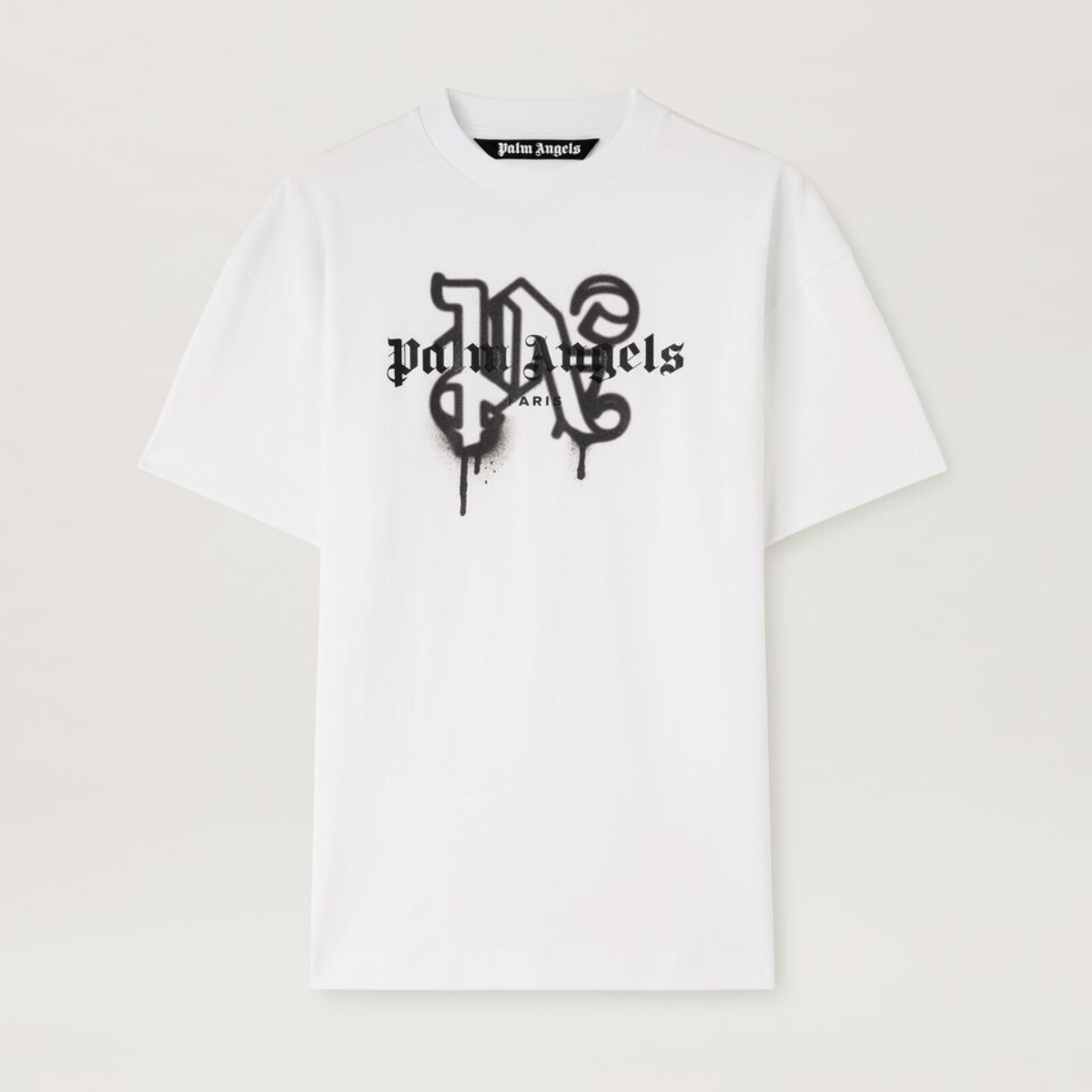Palm Angels Paris Sprayed Monogram T-Shirt (White/Black)