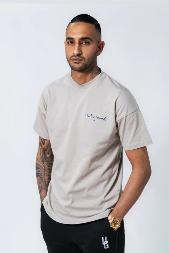 Undrground Leather Patch T-Shirt (Taupe)