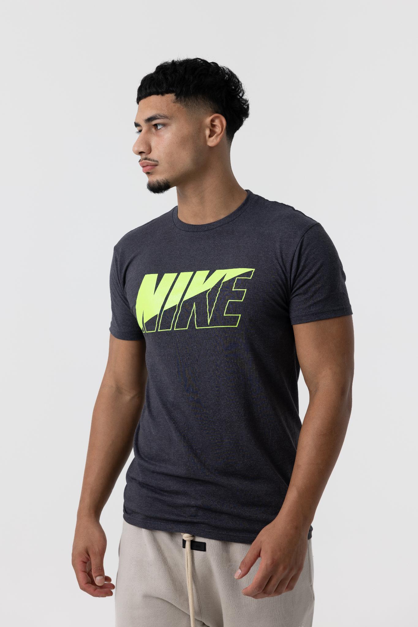 Nike Mens Block Logo T-Shirt (Carbon/Volt)