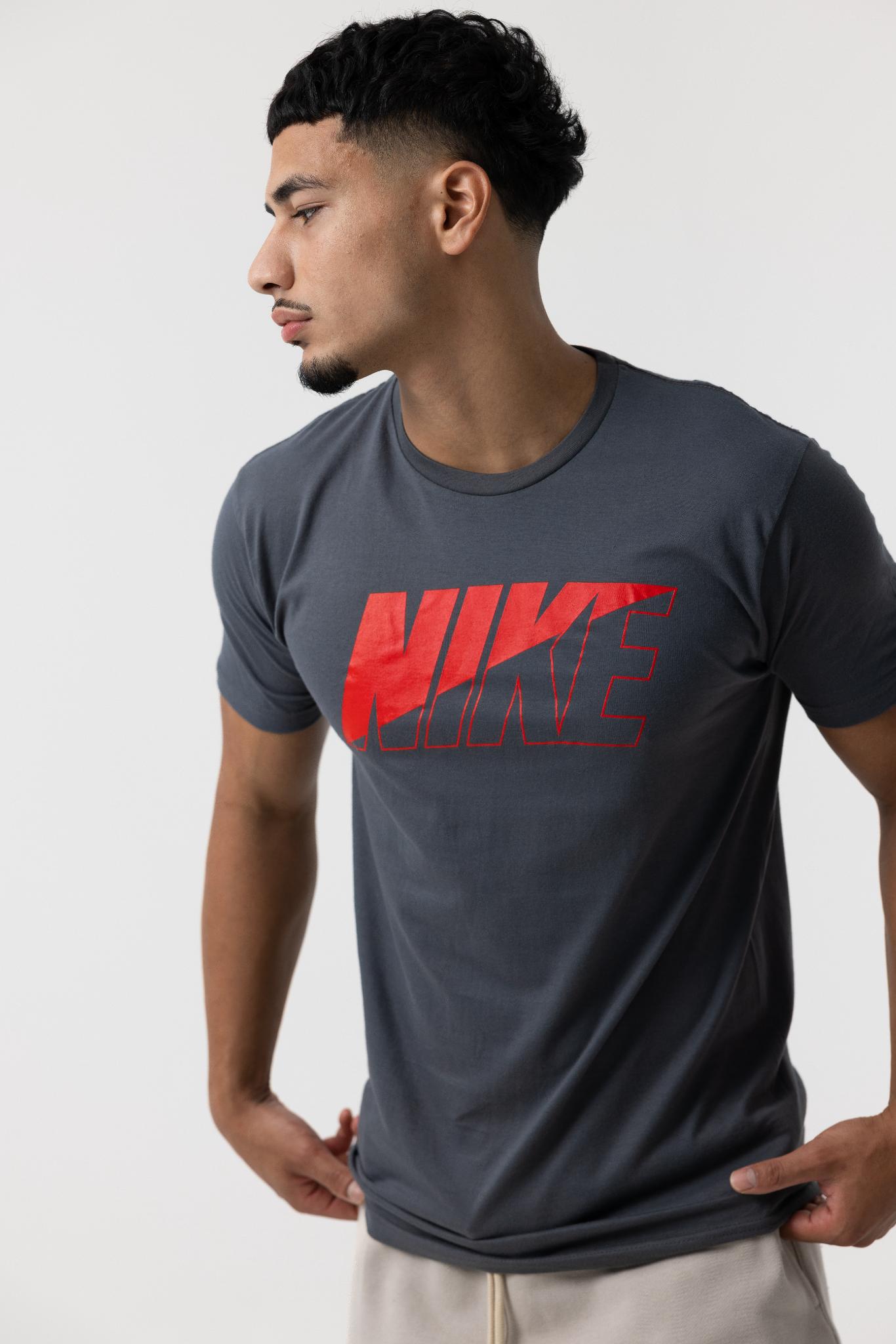 Nike Mens Block Logo T-Shirt (Carbon/Red)