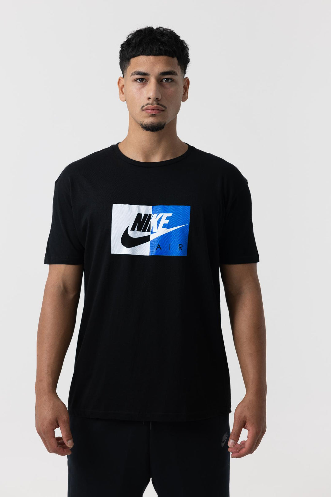 Nike Mens Air Block Logo T Shirt Black Blue