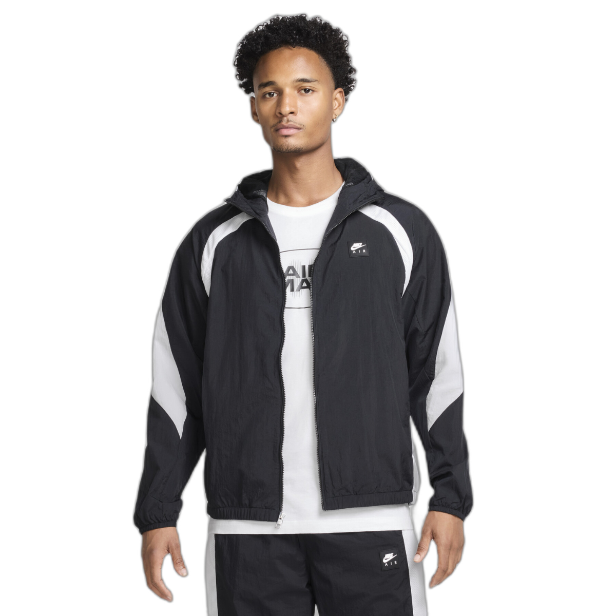 Nike Mens Air Woven Hooded Jacket (Black/White)