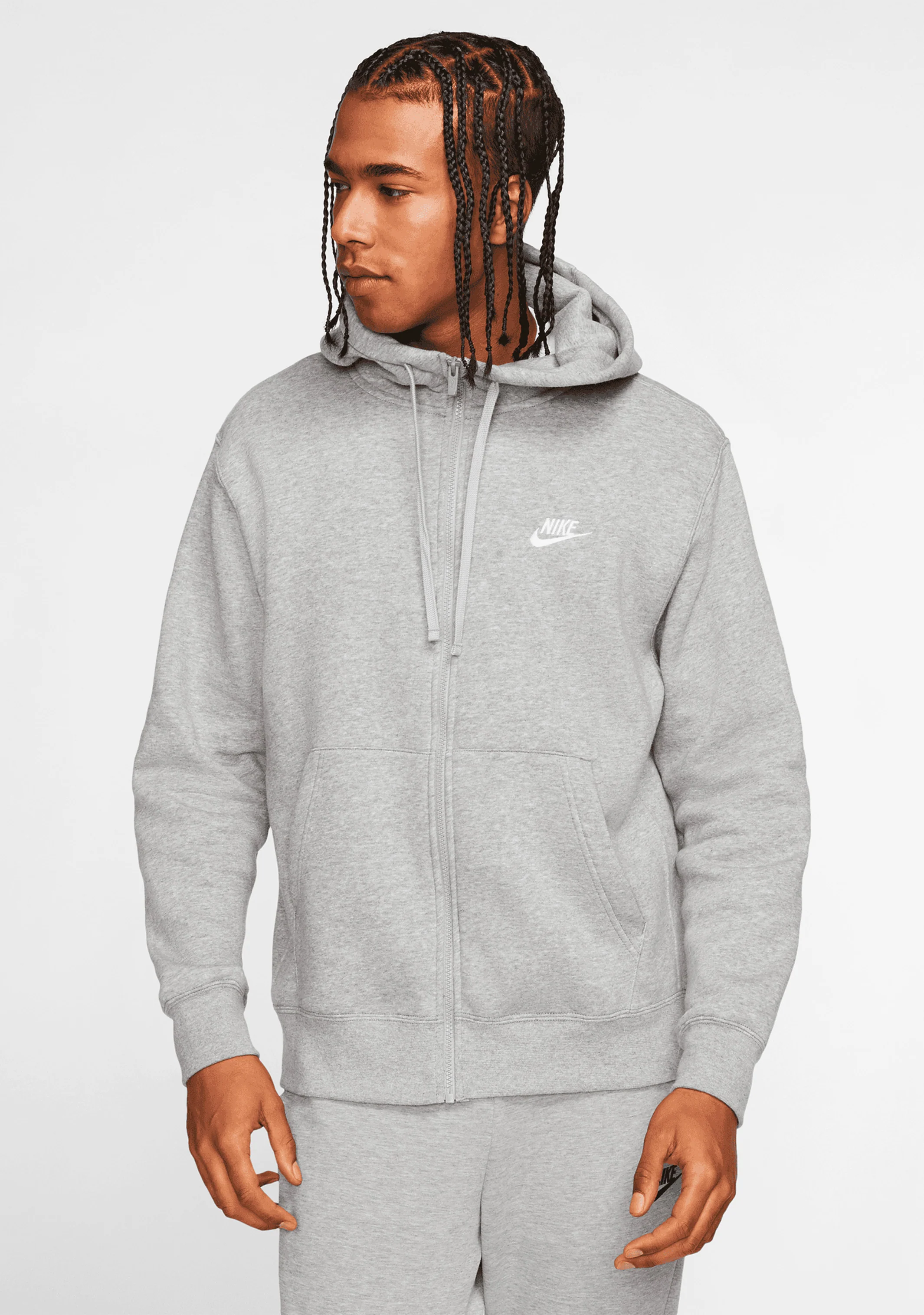 Nike Mens Sportswear Club Fleece Zip Hoodie (Grey)