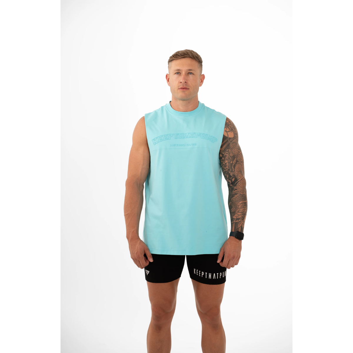 KEEPTHATPUMP Mens Embossed Tank (Ice Blue)