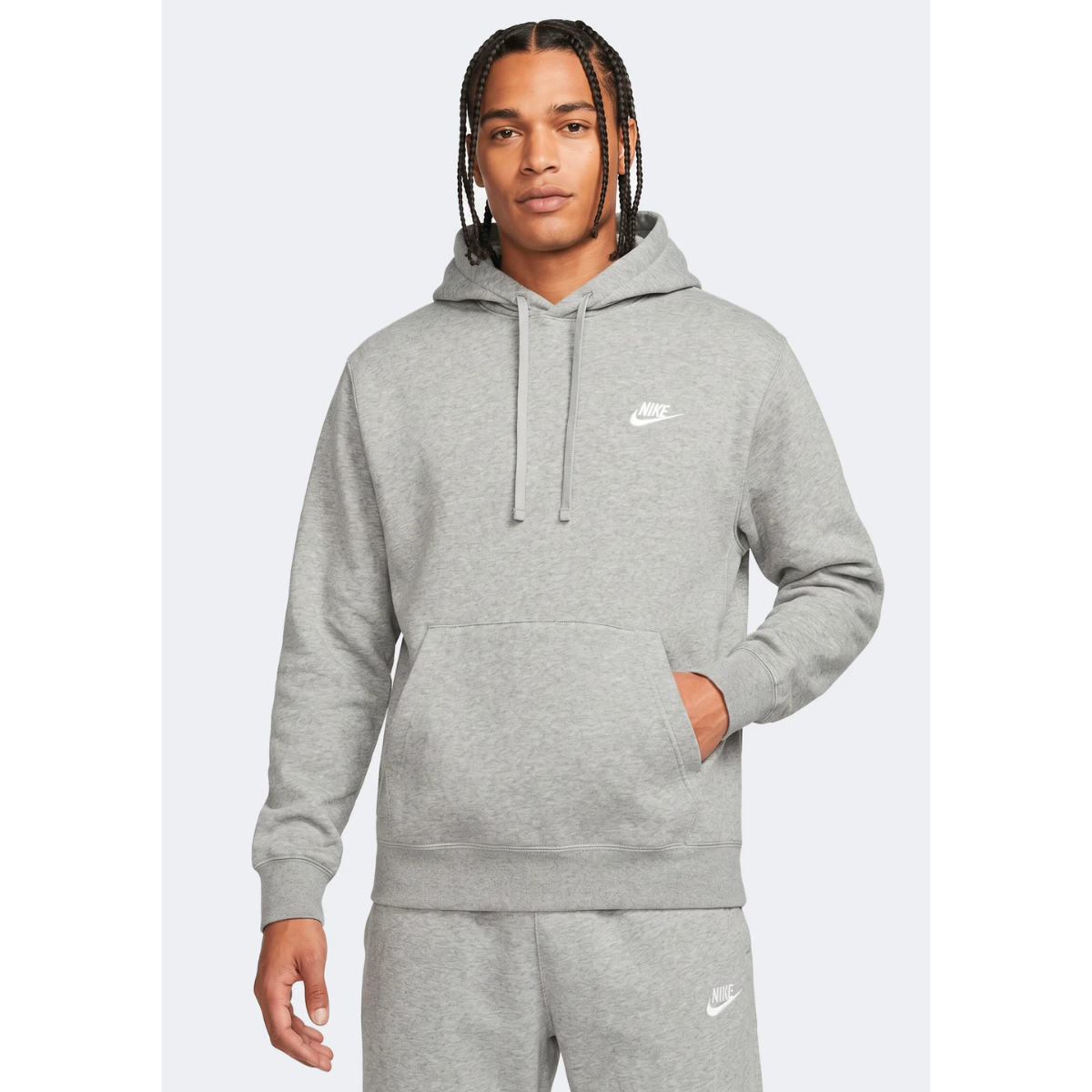 Nike Mens Sportswear Club Fleece Pullover Hoodie (Grey)