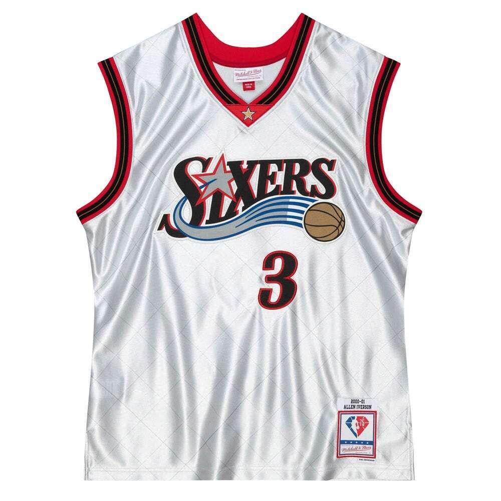 Mitchell & Ness Sixers 75th Platinum Swingman V-Neck Jersey