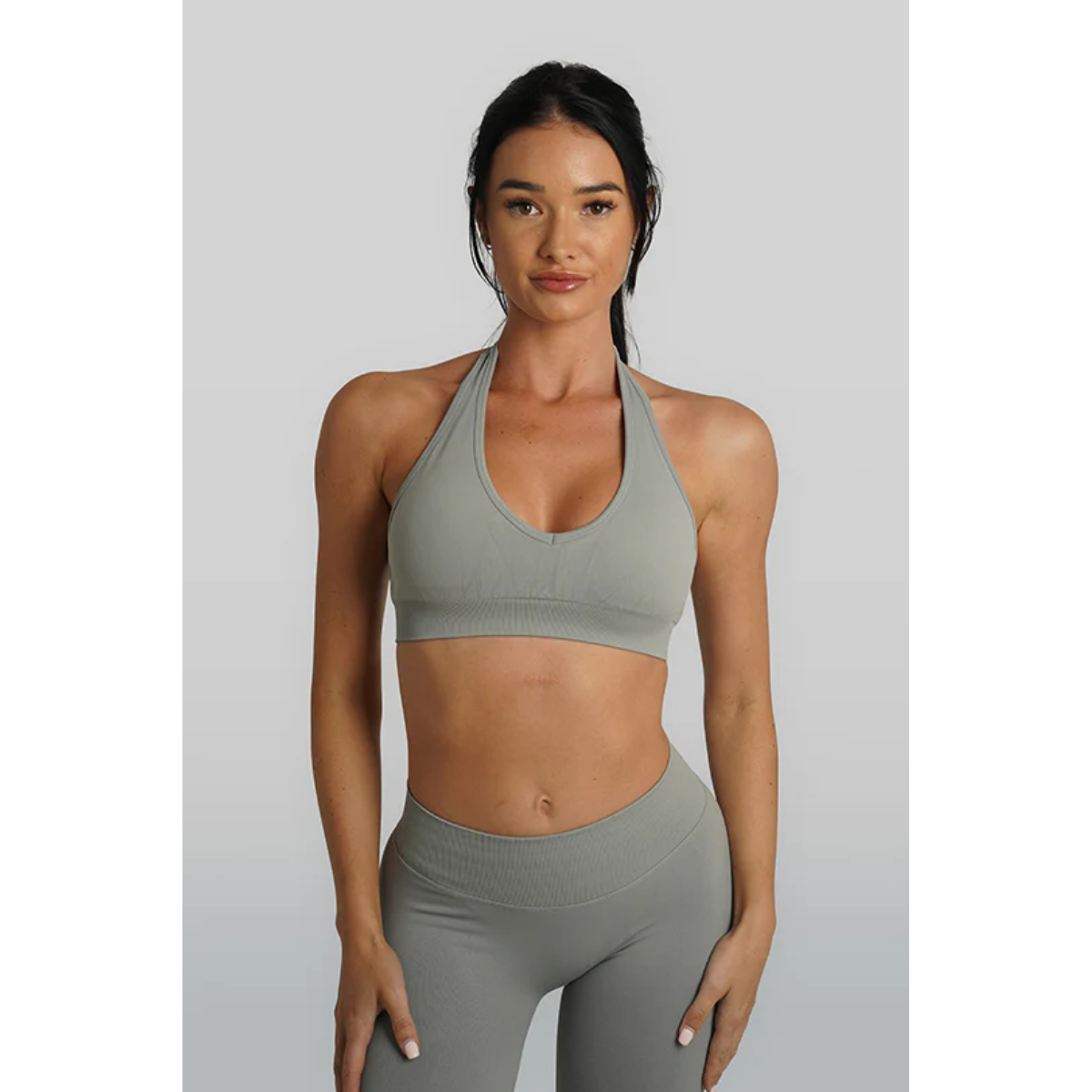 KEEPTHATPUMP Recoil Halter Crop (Light Grey)
