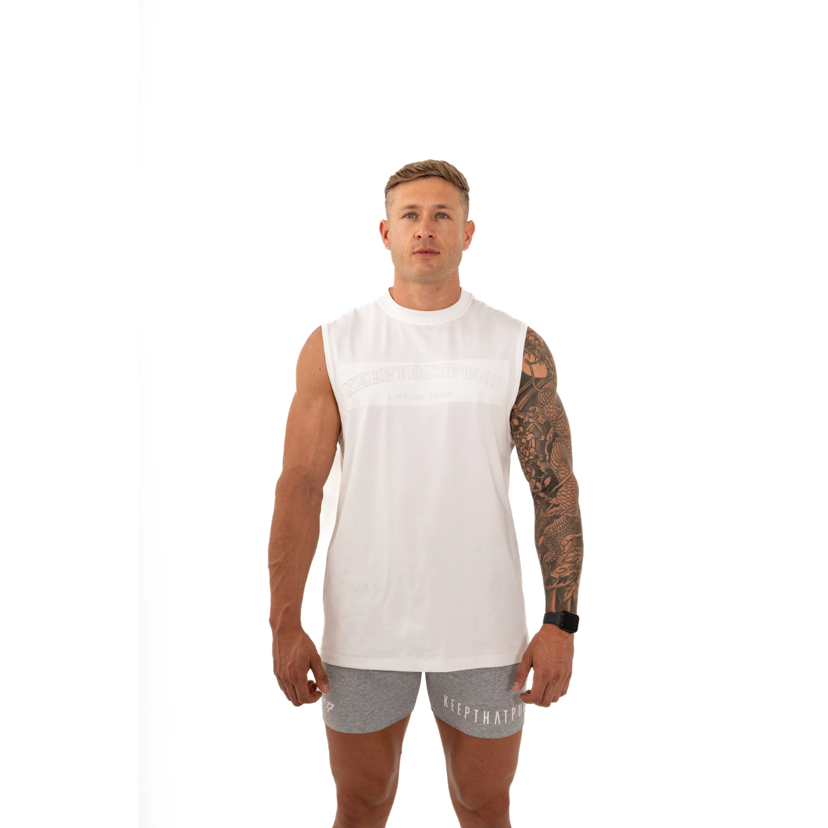 KEEPTHATPUMP Mens Embossed Tank (White)