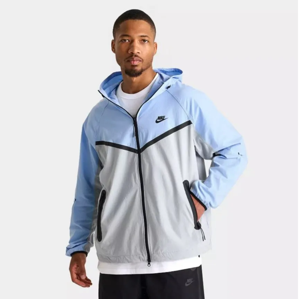 Nike Tech Men's Woven Full-Zip Windrunner Jacket (Wolf Grey/Psychic Blue)