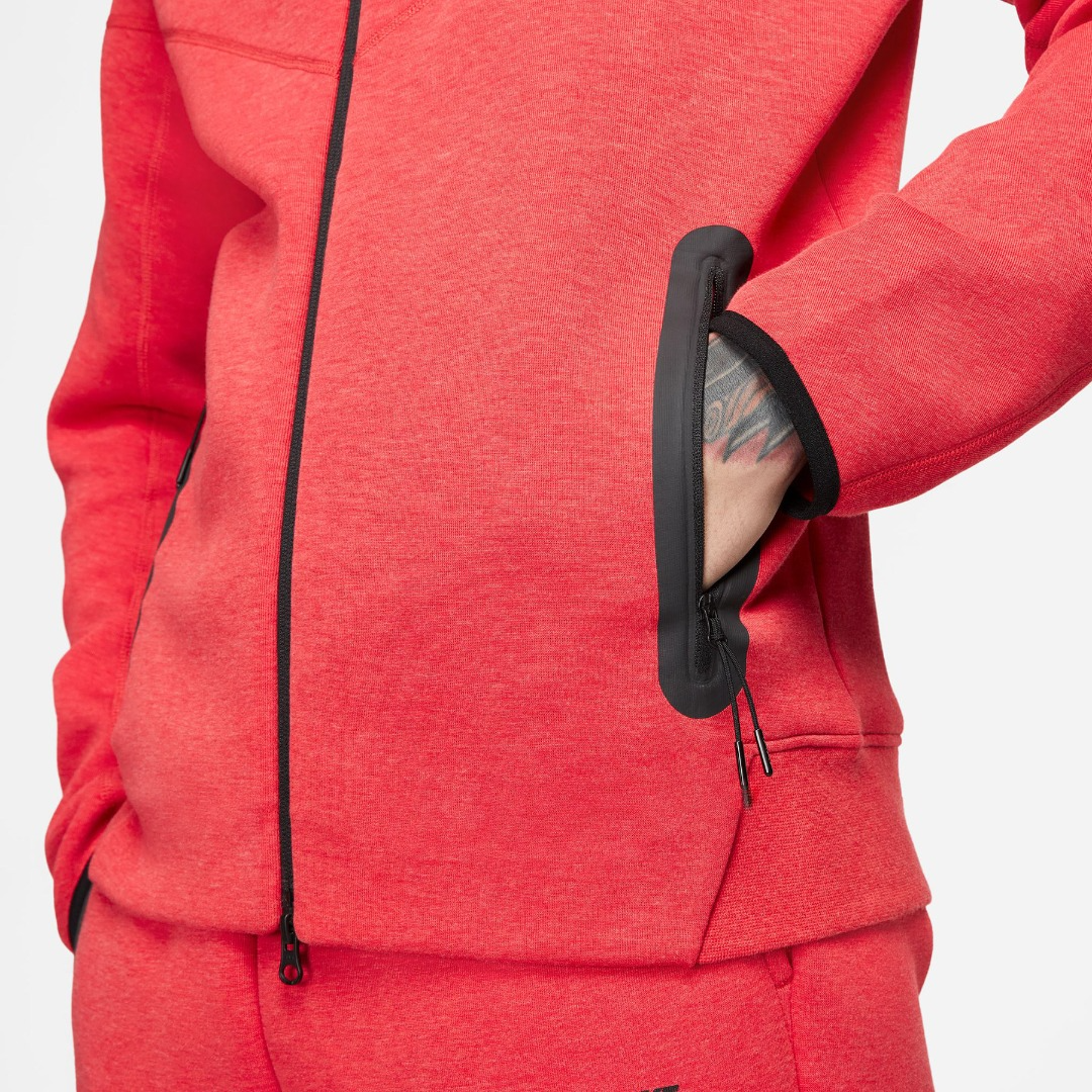 Nike Mens Tech Fleece Full zip Hoodie (Light University Red)