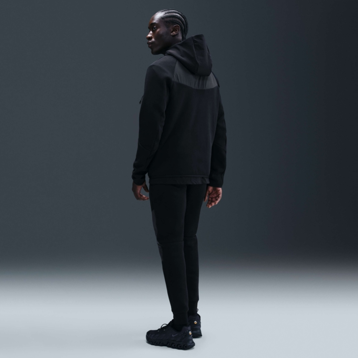 Nike Tech Mens Fleece Windrunner Full-Zip Jacket (Black/Dark Smoke Grey)