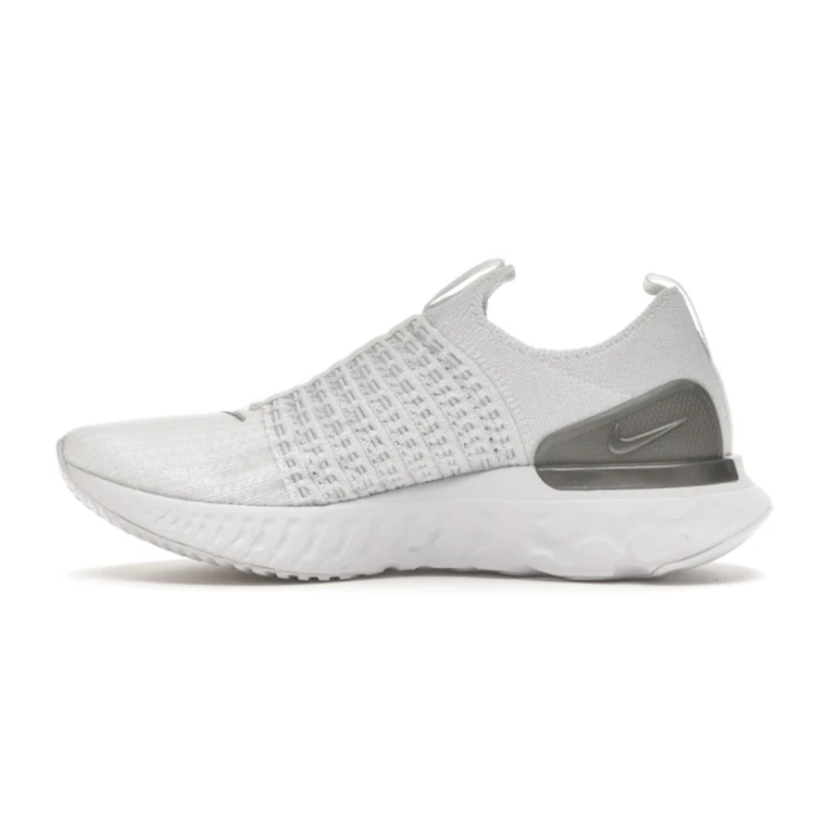 Womens Nike React Phantom Run Flyknit 2 (True White/Metallic Silver)
