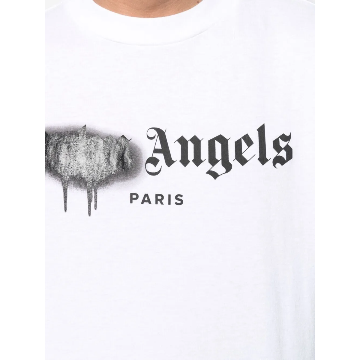 Palm Angels Paris Sprayed Logo T-Shirt (White/Black)