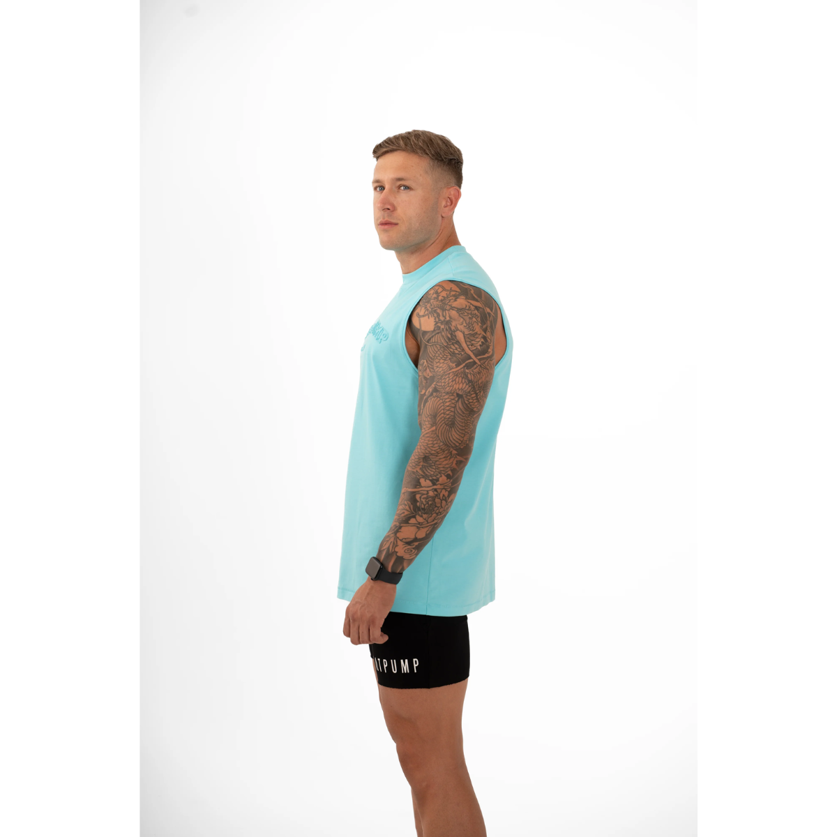 KEEPTHATPUMP Mens Embossed Tank (Ice Blue)