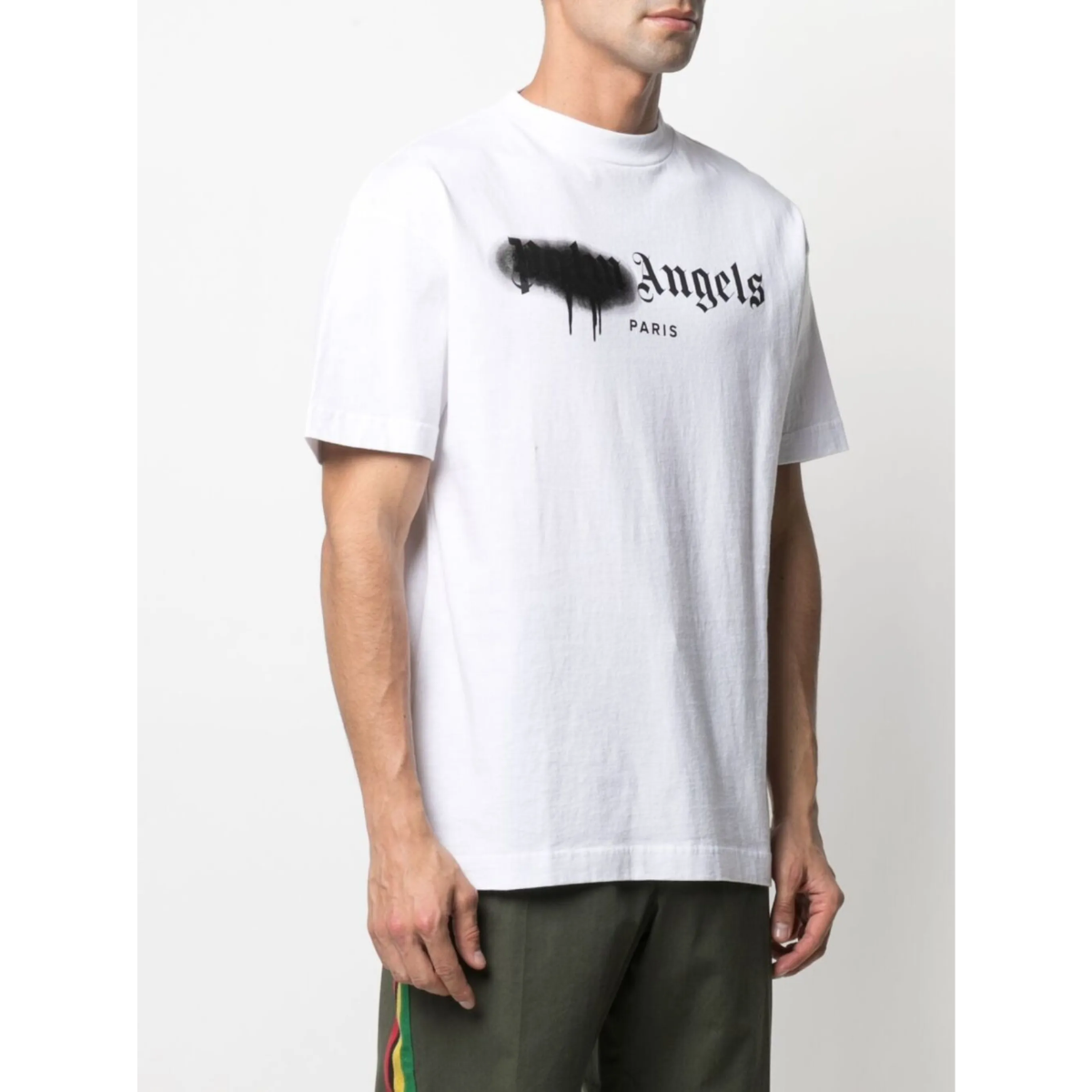Palm Angels Paris Sprayed Logo T-Shirt (White/Black)