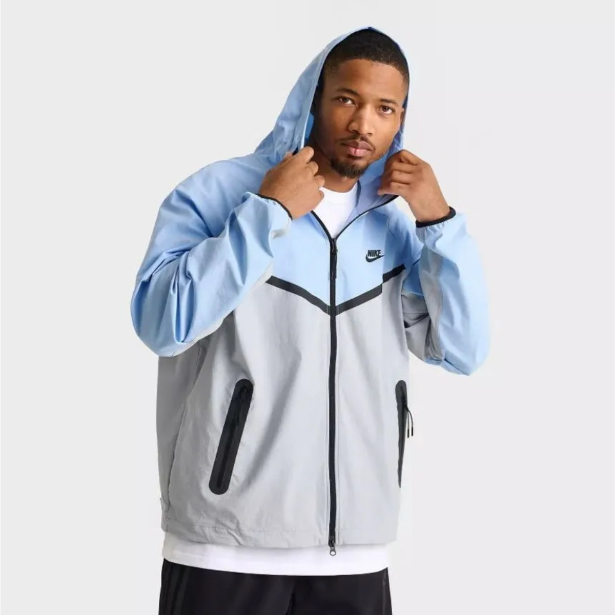 Nike Tech Men's Woven Full-Zip Windrunner Jacket (Wolf Grey/Psychic Blue)