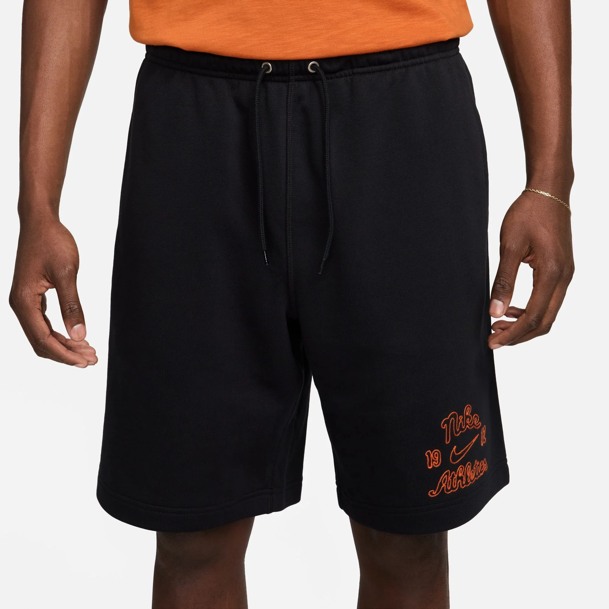 Nike Sportswear Clubs Men's French Terry Shorts (Black/Orange)