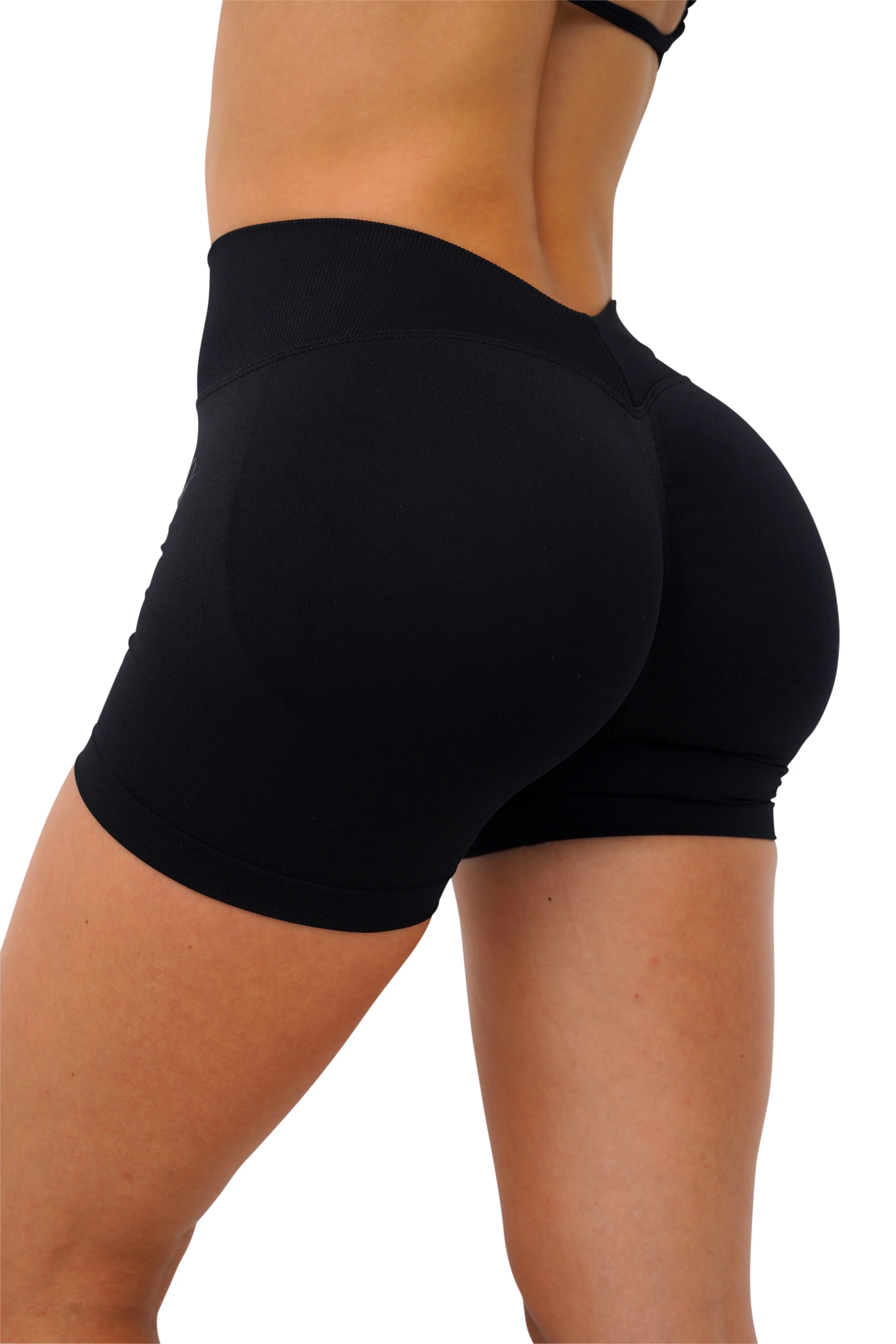KEEPTHATPUMP LJ V-Back Scrunch Shorts (Black)