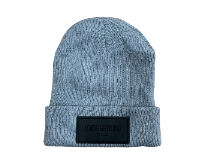 Undrground Patched Cotton Beanie (Grey/Black)