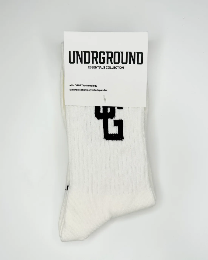 Undrground Unisex High Socks (White)