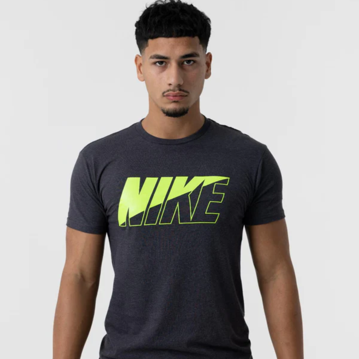 Nike Mens Block Logo T-Shirt (Carbon/Volt)