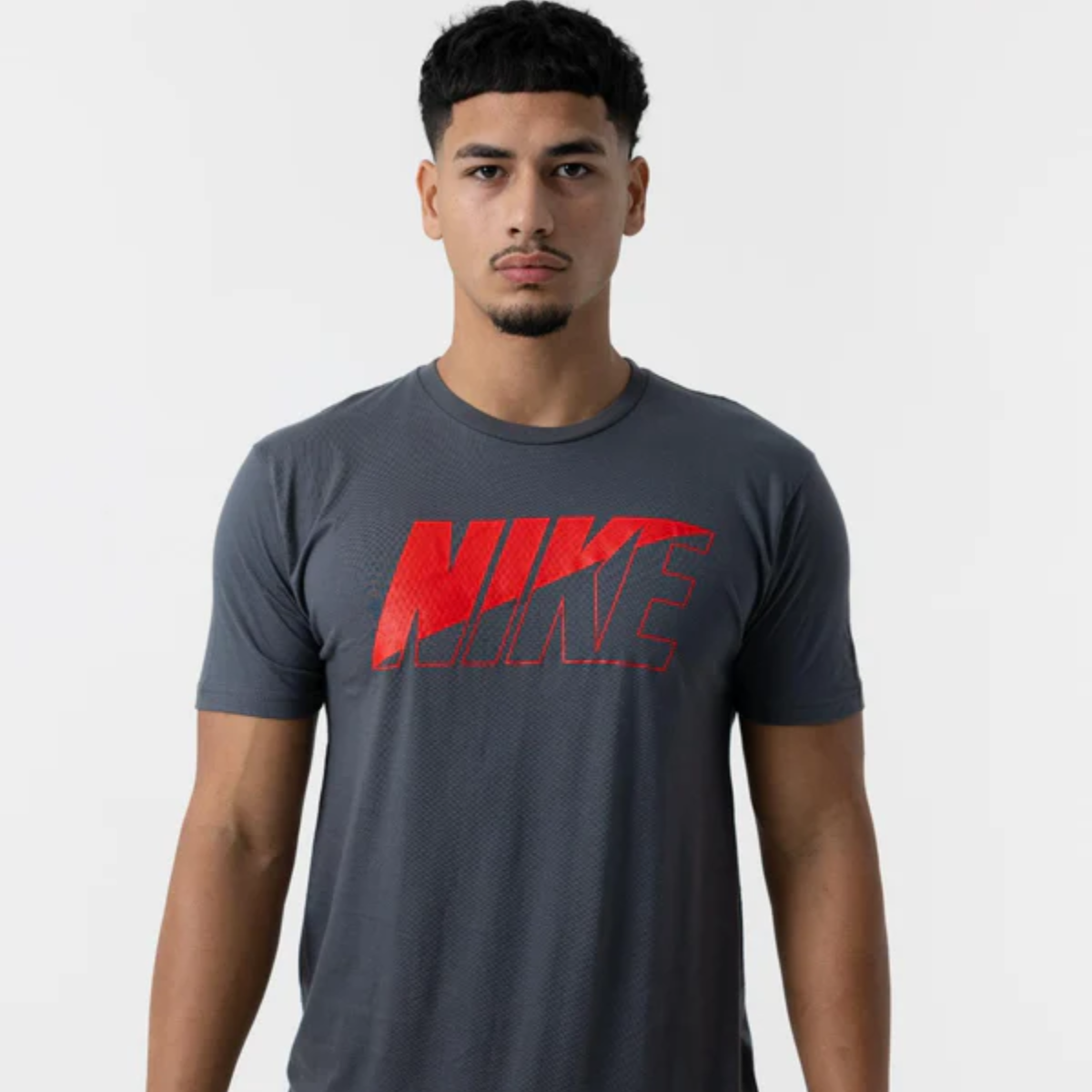 Nike Mens Block Logo T-Shirt (Carbon/Red)