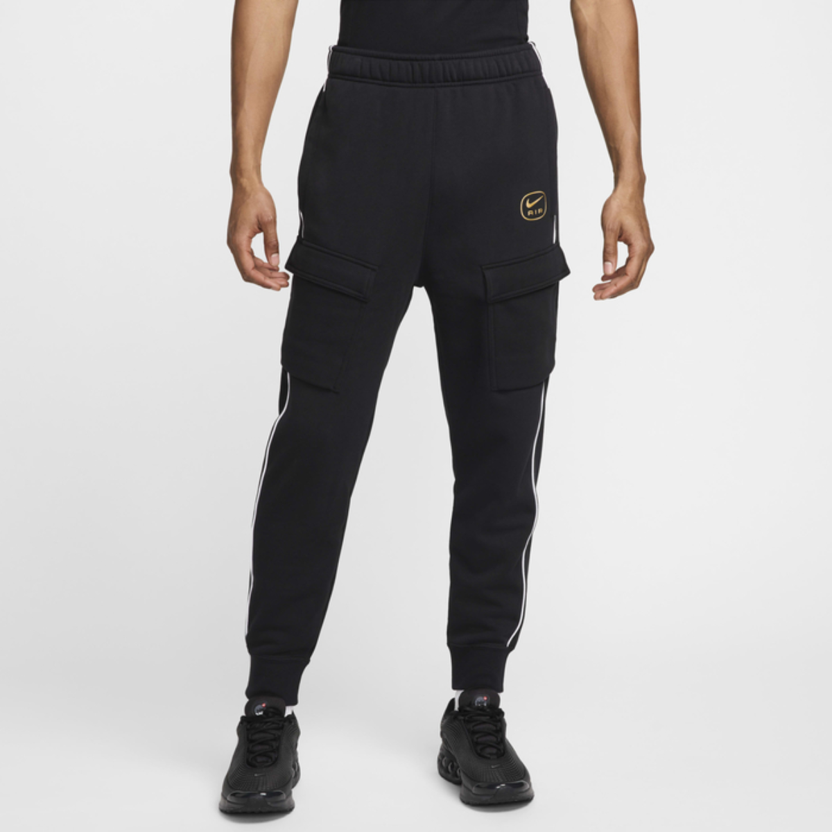 Nike Air Men's Fleece Cargo Pants (Black/Gold)