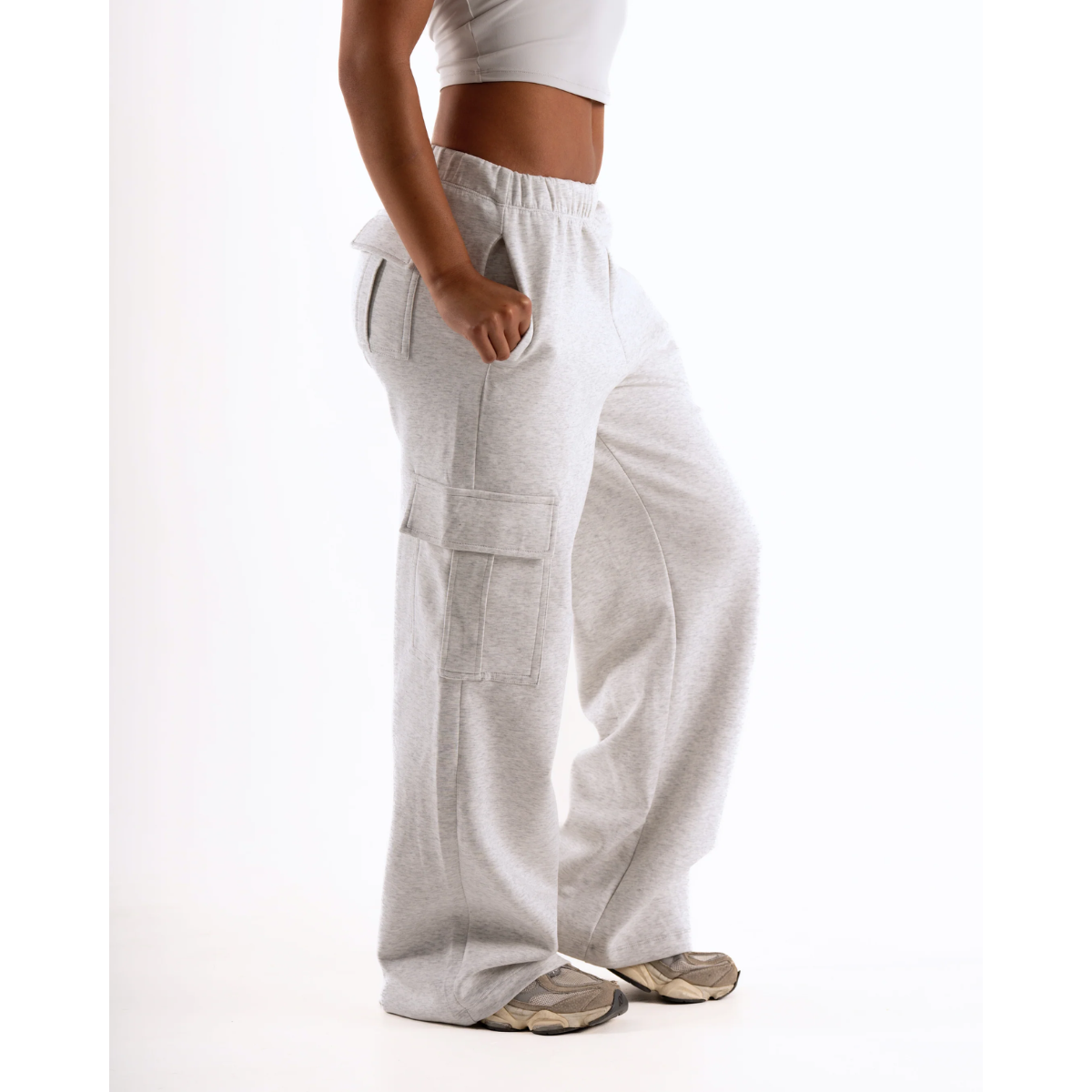 KEEPTHATPUMP Womens Cargo Joggers (Marl Grey)